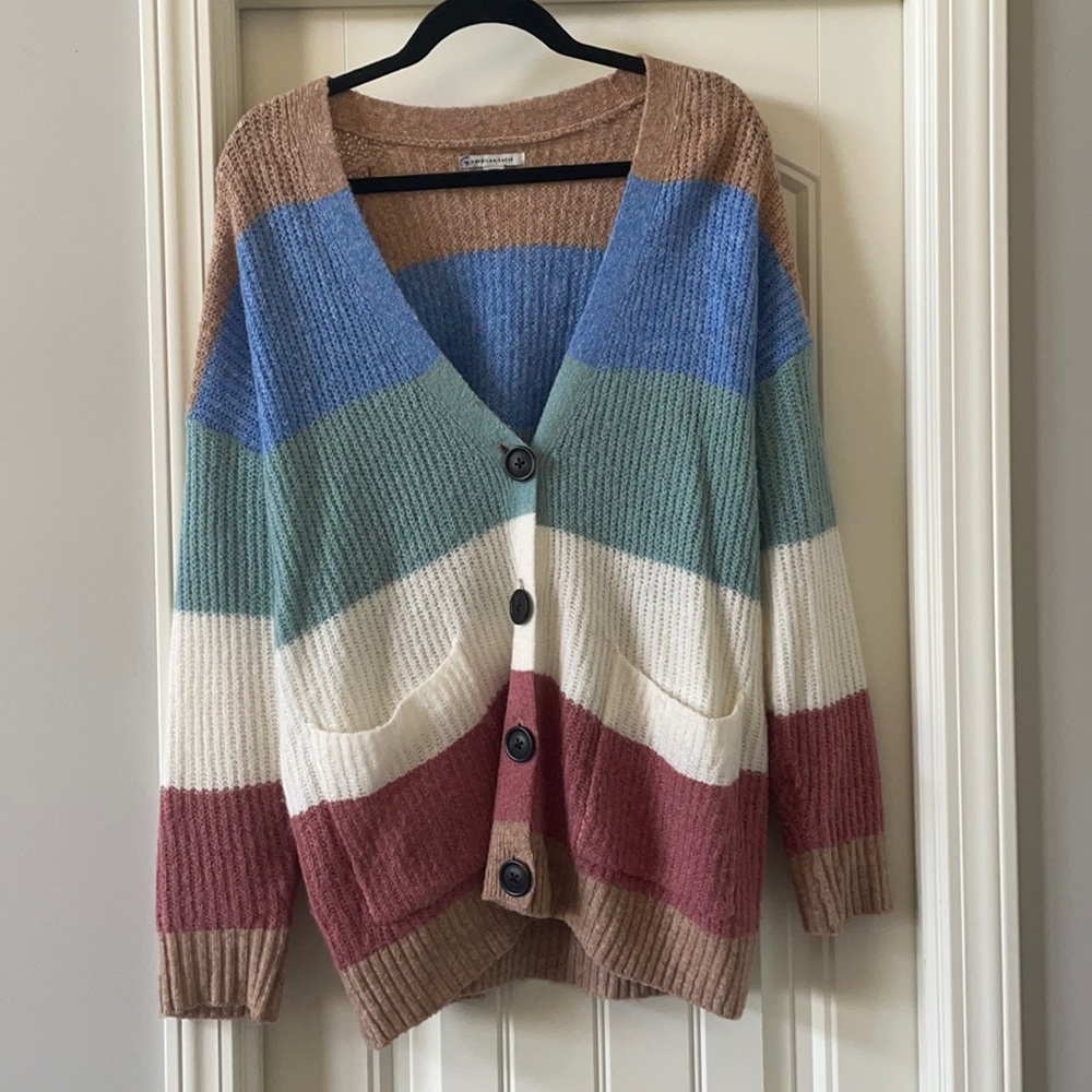 American Eagle Outfitters Multicolor Striped Cardigan